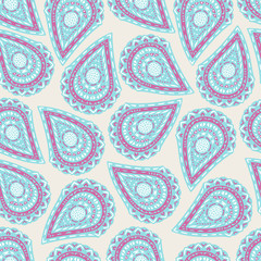 Seamless pattern of beautiful paisley cucumbers African, Turkish, Indian, Persian.