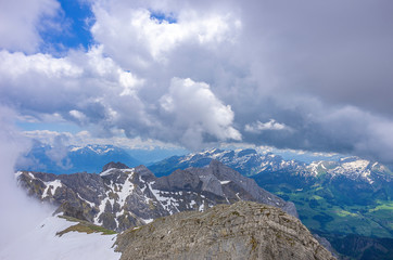 On peak of the Säntis, Swiss Alps