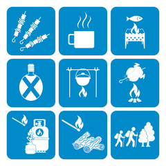 Set of camping equipment icons