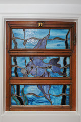 vitraux fenêtre maison art déco ancienne motifs marins
