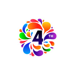 Obraz premium Anniversary color drops isolated on white background. Vector illustration.