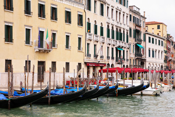 Fototapeta na wymiar VENICE, ITALY - MAY 8, 2010: View of the Grand Canal whit traditional Gondola in Venice, Italy.