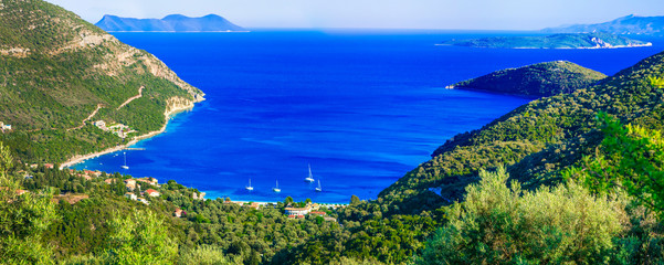 Breathtaking views of bays in Lefakda. Ionian islands of Greece
