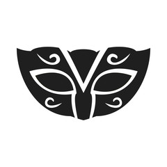 Black masquerade mask symbol on white background