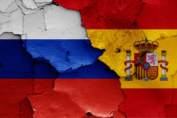 flags of Russia and Spain
