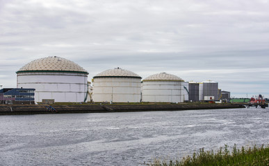 oil storage tanks and office 