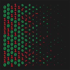 Streaming abstract binary code background with padlock. Data and technology, decryption and encryption. Coding or Hacker concept.