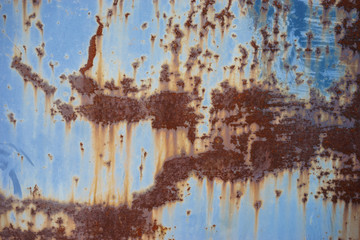 old rusty painted surface, abstract vintage blue background