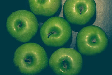 Ripe green apples retro