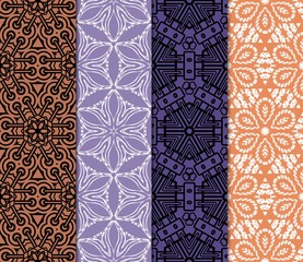set of Seamless geometric pattern with modern style ornament on color background. For greeting cards, invitations, cover book, fabric, scrapbooks.