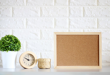 Cork board On the desk with space for your text