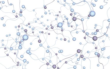 Neural network. Social network. Futuristic dna, deoxyribonucleic acid. Abstract molecule, cell illustration, mycelium. Light background. 3D illustration