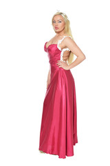 Obraz na płótnie Canvas beautiful woman in pink dress posing