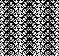 Black and white seamless pattern with scales in art deco style