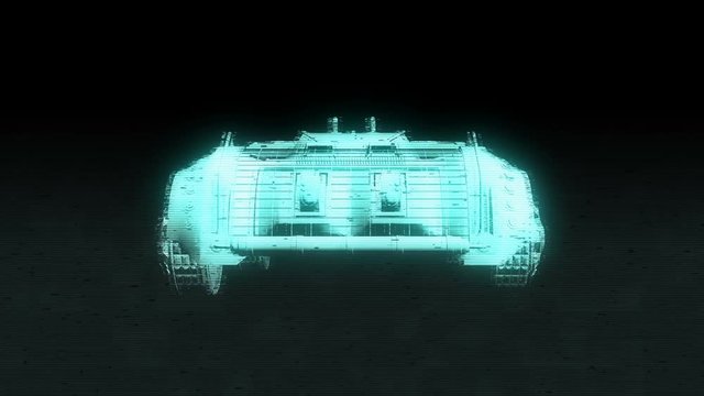 Hologram neon low poly grid structure car animation with interference. Seamless retro futuristic background.