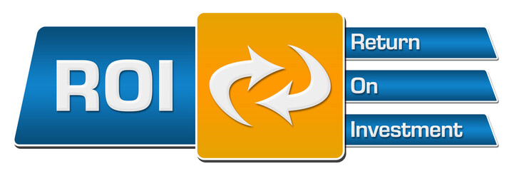 Obraz premium ROI - Return On Investment Blue Orange Rounded Squares Horizontal 