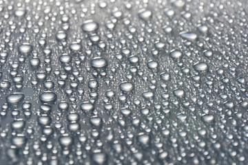 water drops gray color texture background close-up.