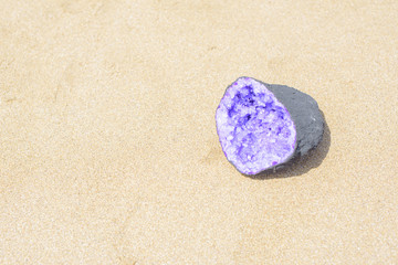 purple crystals on the beach in Morocco