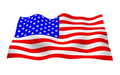 Waving flag of the United States of America. Stars and Stripes. State symbol of the USA. 3D illustration