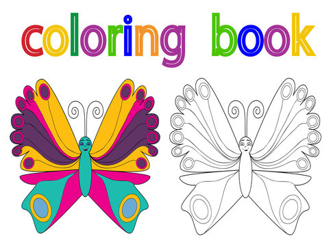 book coloring, butterfly