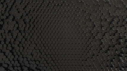 Black abstract field hexagon