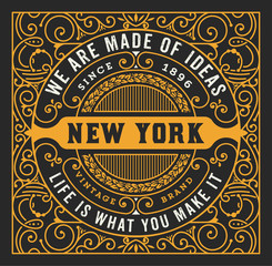 Old label design with floral details