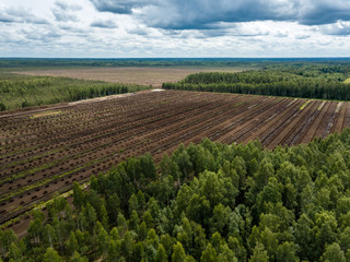 Fototapeta na wymiar drone image. aerial view of rural area with fields of turf development