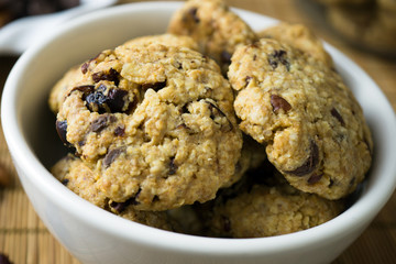 Homemade healthy cranberry mixed with nuts oat cookie
