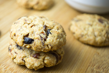 Homemade healthy cranberry mixed with nuts oat cookie