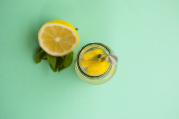 Flat lay of lemonade ingredients.