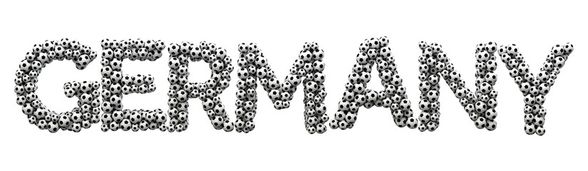 Germany word made from a football soccer ball texture. 3D Rendering