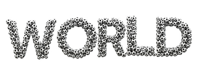 World word made from a football soccer ball texture. 3D Rendering