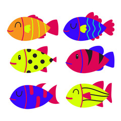 fish character collection design