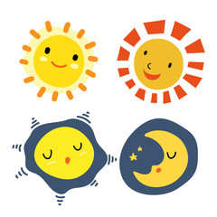 sun and moon characters design