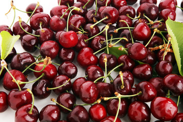 Cherry. Red fresh bunch of cherries on the table