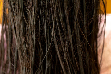 Naklejka premium Background of Barber supplies, applying color cream at hair in salon.