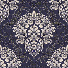 Vector damask seamless pattern element. Classical luxury old fashioned damask ornament, royal victorian seamless texture for wallpapers, textile, wrapping. Exquisite floral baroque template.
