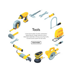 Vector construction tools isometric icons in circle