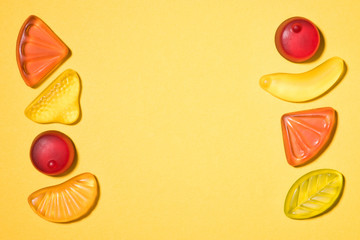 top view of gummy candies