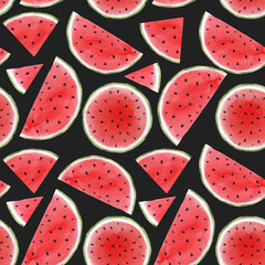 Watercolor watermelon seamless pattern