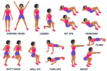 Squat. Sport exersice. Silhouettes of woman doing exercise. Workout, training. - 210694719