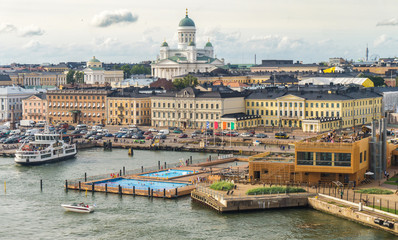 Fototapeta na wymiar Helsinki cityscape. View from sea