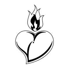 Heart with flamme tattoo vector illustration graphic design