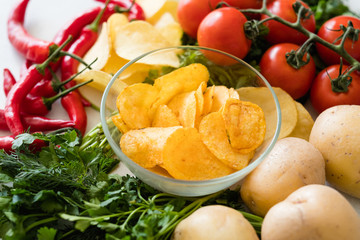 chips cook recipe food potato pepper tomato mix