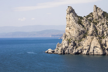 Picturesque rocks on the Cape in the Black sea.Crimean coast.