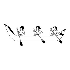 Fototapeta na wymiar People rowing on boat vector illustration graphic design