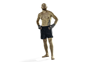 professional boxer boxing isolated on white studio background