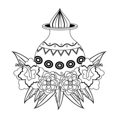 Lotus in antique jar vector illustration graphic design
