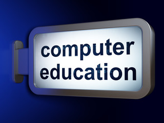 Learning concept: Computer Education on advertising billboard background, 3D rendering