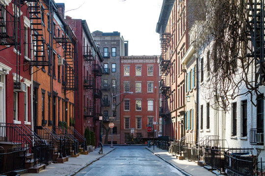 Fototapeta Historic block of buildings on Gay Street in Greenwich Village neighborhood of Manhattan in New York City
